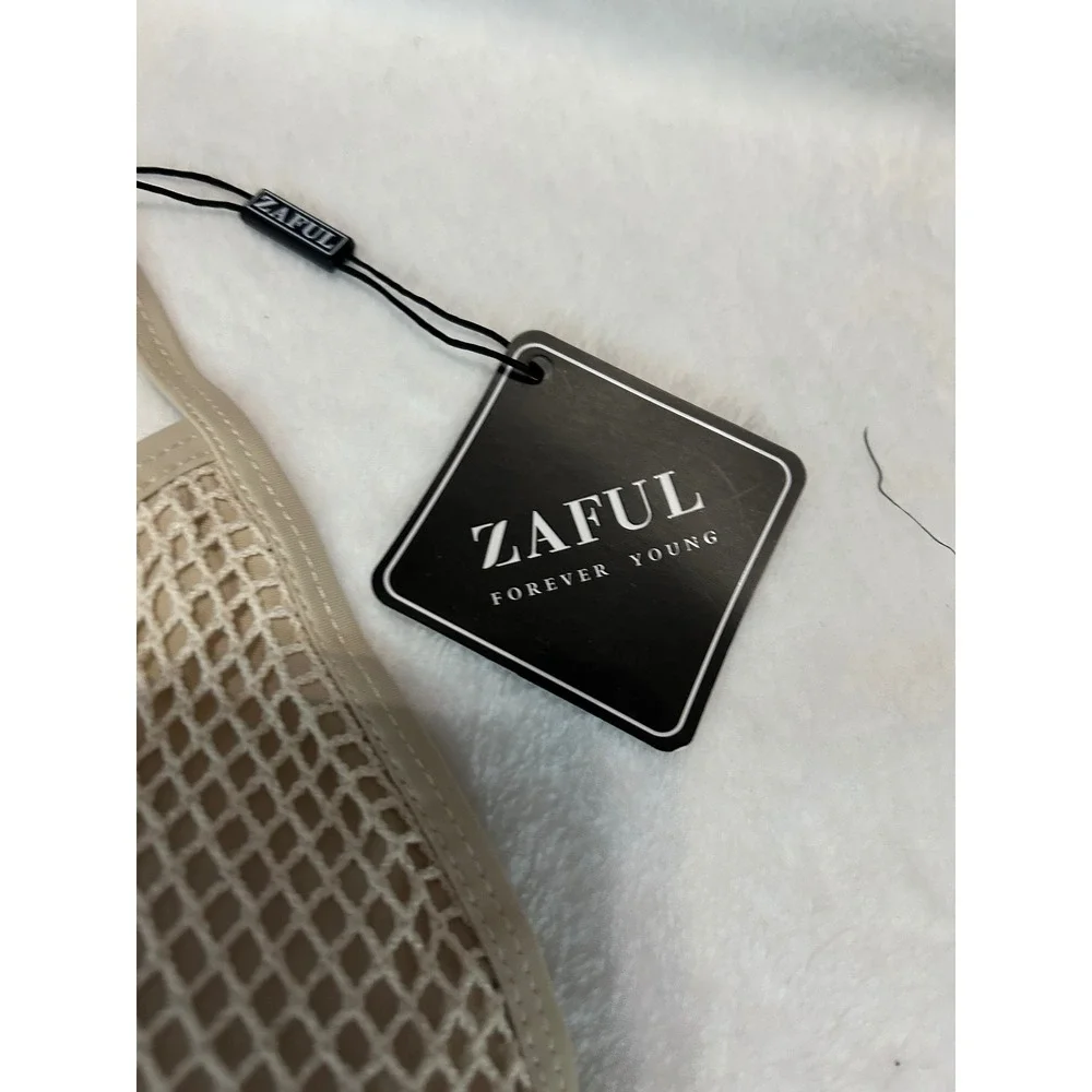 Zaful Beige‎ Crochet Bikini Set US 4 Halter Tie Swimsuit Beach Vacation